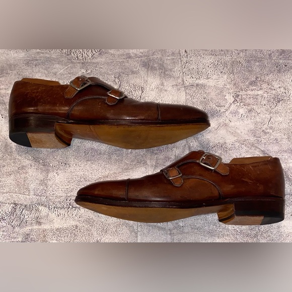 CARMINA Spain Inca Double Monk Straps Museum Brown Leather Dress Shoes 7.5 US - Picture 2 of 11